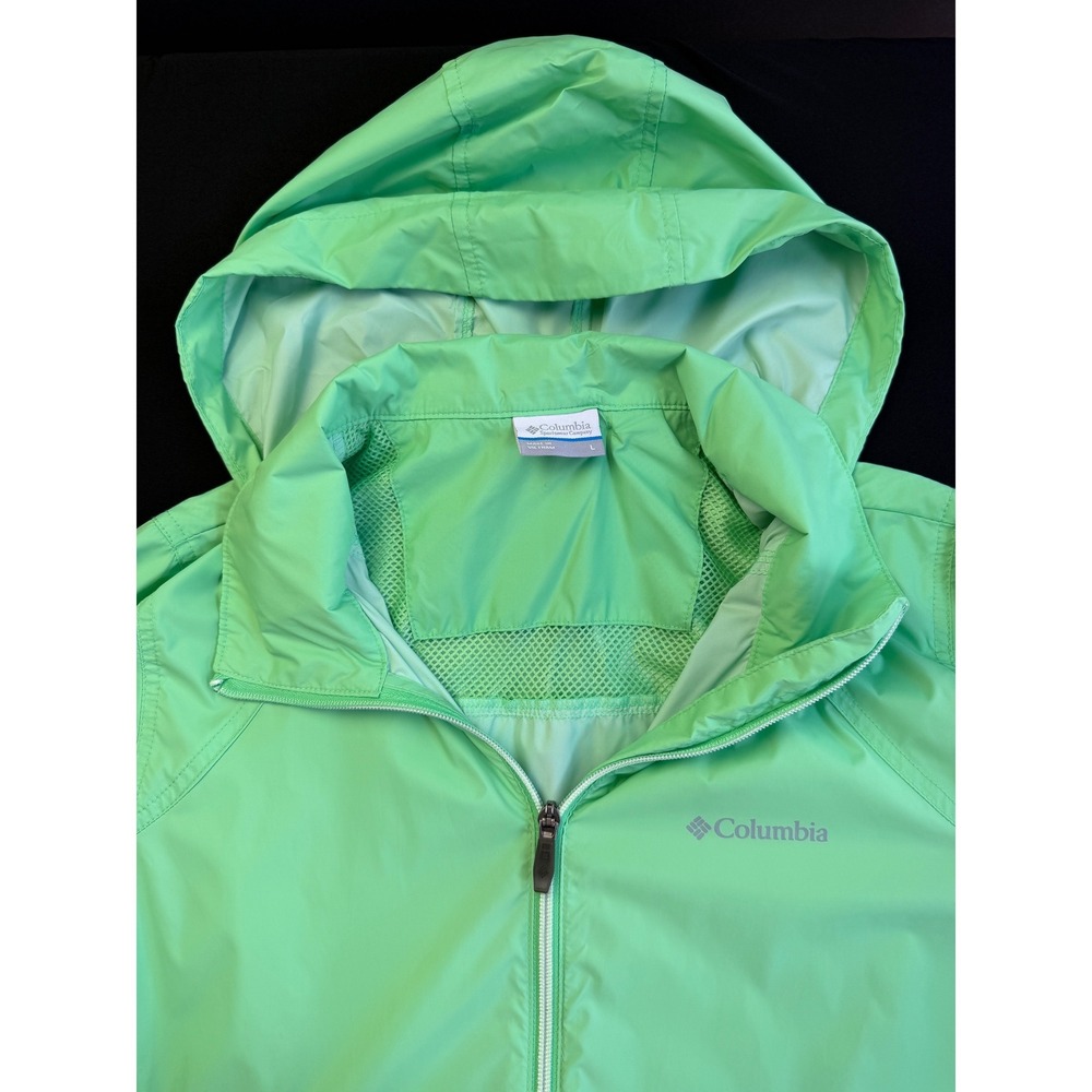 Columbia Switchback III Rain Jacket Women Large Green Hooded Windbreaker Outdoor - Picture 10 of 16